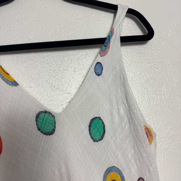 Asymmetrical‎ White Dress with Colorful Dots - Picture 3 of 6